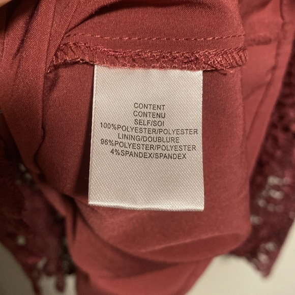 WAYF Anthropologie Brand | Burgundy Floral Lace Mini Dress - halter neckline - S - Picture 7 of 8